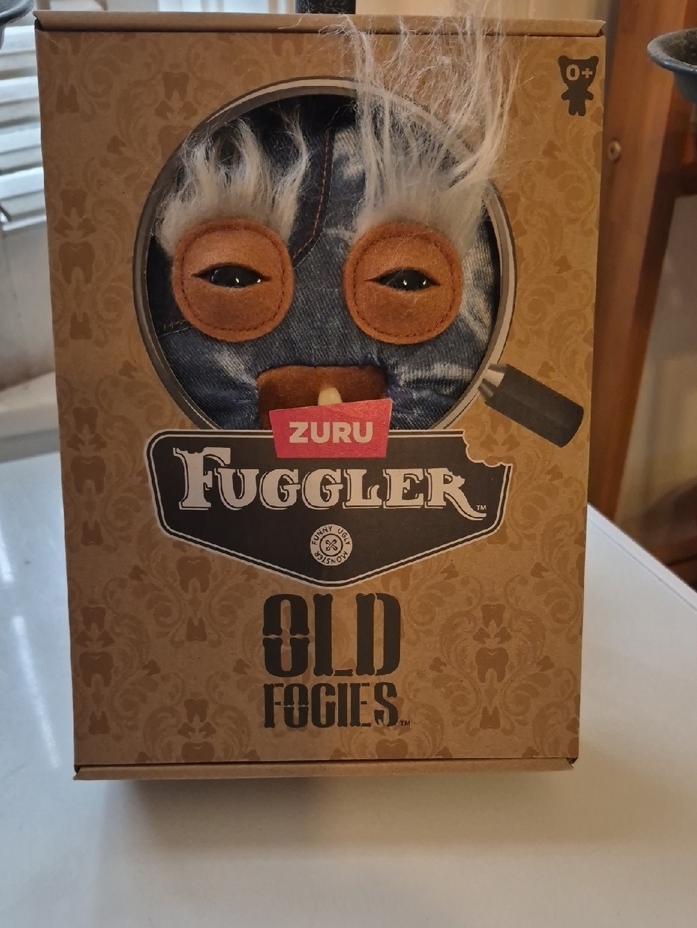 ZURU Fuggler Old Fogies Plush in Denim Blue and White Faux Hair NIB